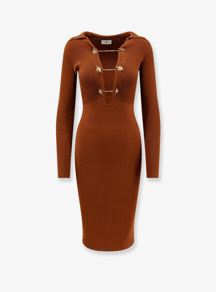 Elisabetta Franchi Long Viscose Blend Dress Sigaro