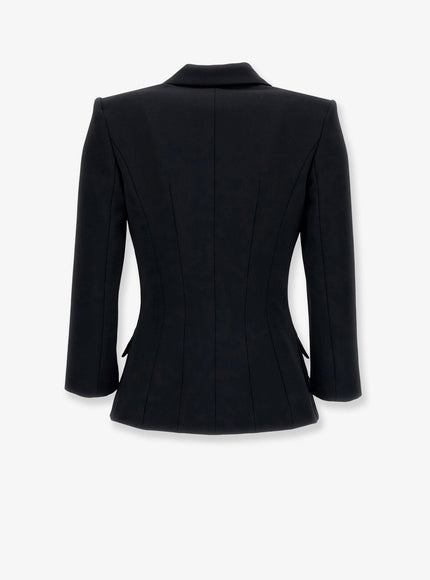 Elisabetta Franchi Double-Breasted Blazer With Monogram Gold Metal Details