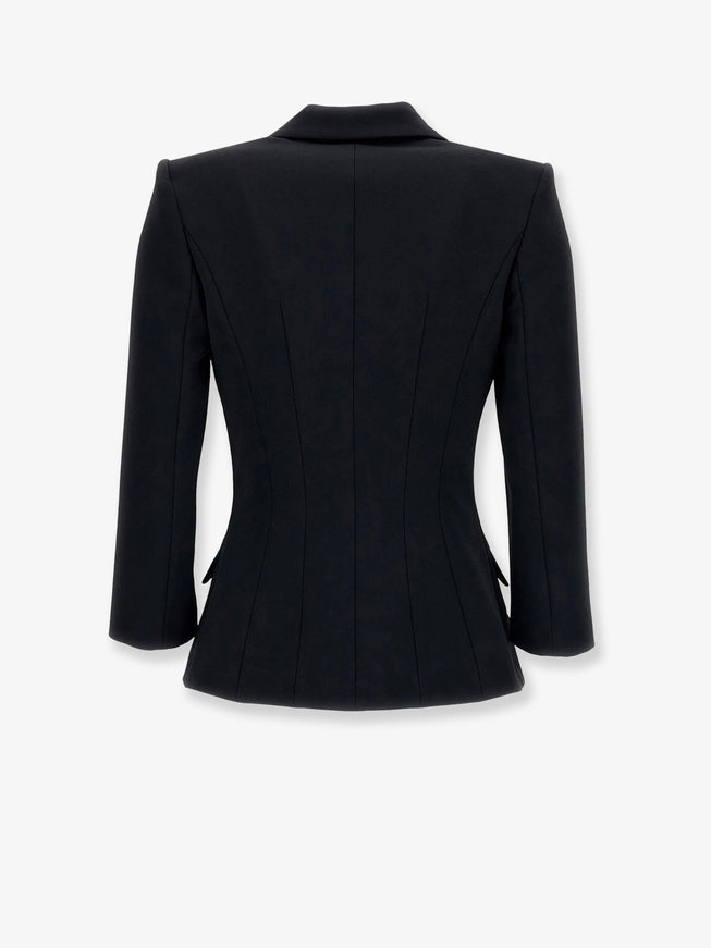 Elisabetta Franchi Double-Breasted Blazer With Monogram Gold Metal Details