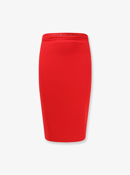 Elisabetta Franchi Monogram Longuette Skirt Red