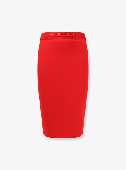 Elisabetta Franchi Monogram Longuette Skirt Red