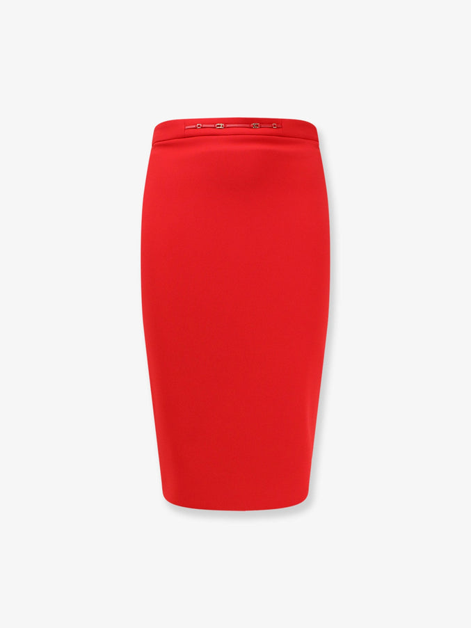 Elisabetta Franchi Monogram Longuette Skirt Red