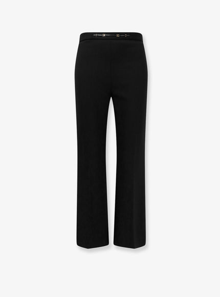 Elisabetta Franchi Monogram Cropped Flare Trousers Nero