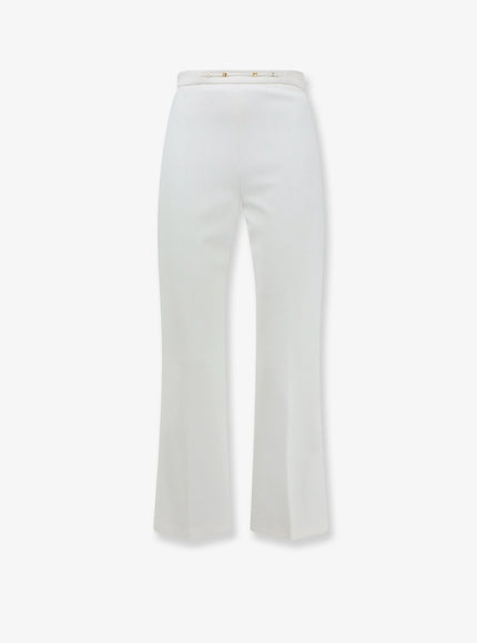 Elisabetta Franchi Monogram Cropped Flare Trousers Avorio