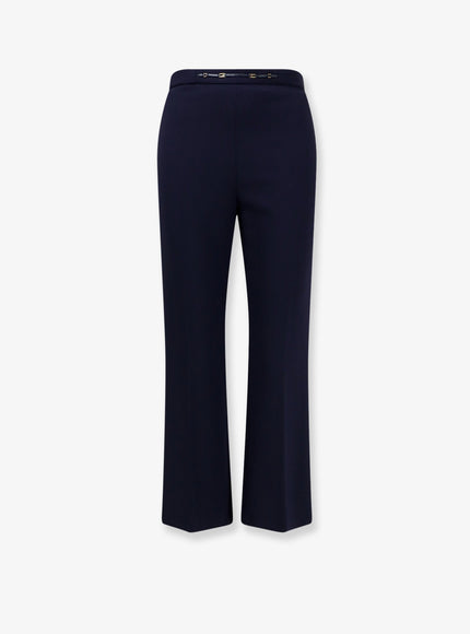 Elisabetta Franchi Monogram Cropped Flare Trousers Blu