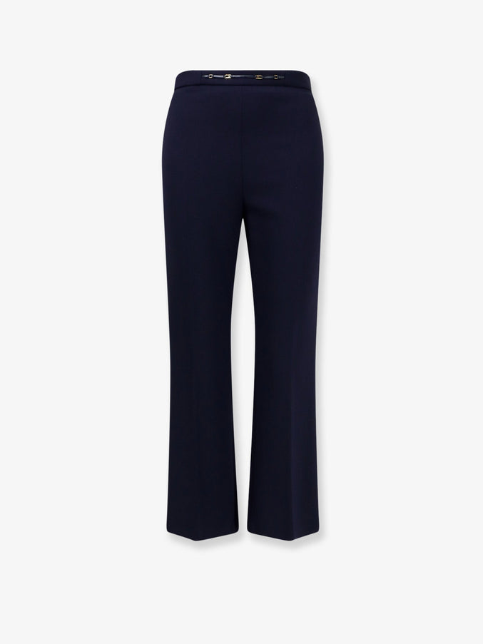 Elisabetta Franchi Monogram Cropped Flare Trousers Blu