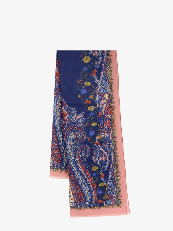 Etro Bohemian Wool and Silk Scarf Uni Bordo