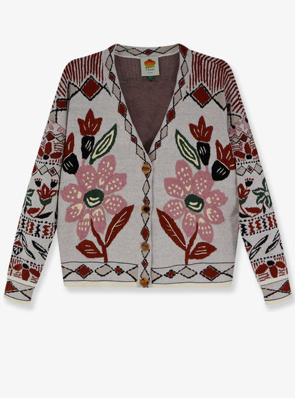 Farm Rio Rustic Flowers Embroidered Cardigan Ainikarusticflowerswinterwhite