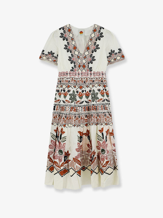 Farm Rio Ainika Organic Cotton Dress Ainikarusticflowerswinterwhite