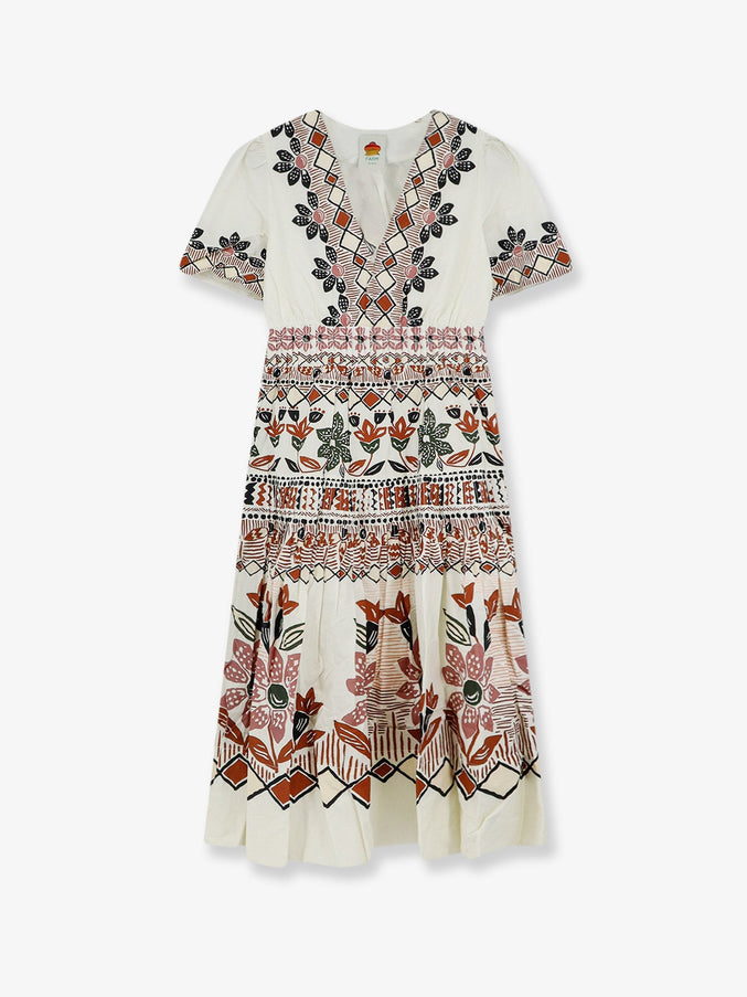 Farm Rio Ainika Organic Cotton Dress Ainikarusticflowerswinterwhite