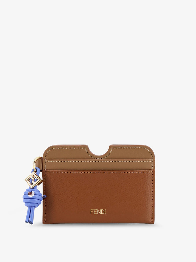Fendi Ff Diamonds Leather Card Holder Uni Sand+Sellier+Os