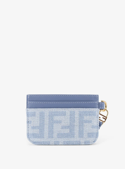 Fendi Denim Baguette Card Holder With Ff Motif