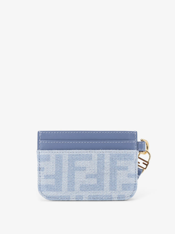 Fendi Denim Baguette Card Holder With Ff Motif