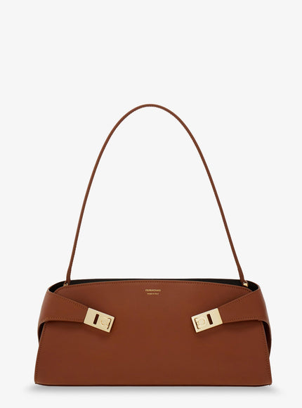Ferragamo Hug East-West Leather Shoulder Bag Uni New Cognac