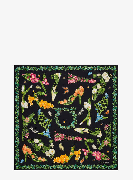 Ferragamo Silk Foulard Uni Nero Multicolor