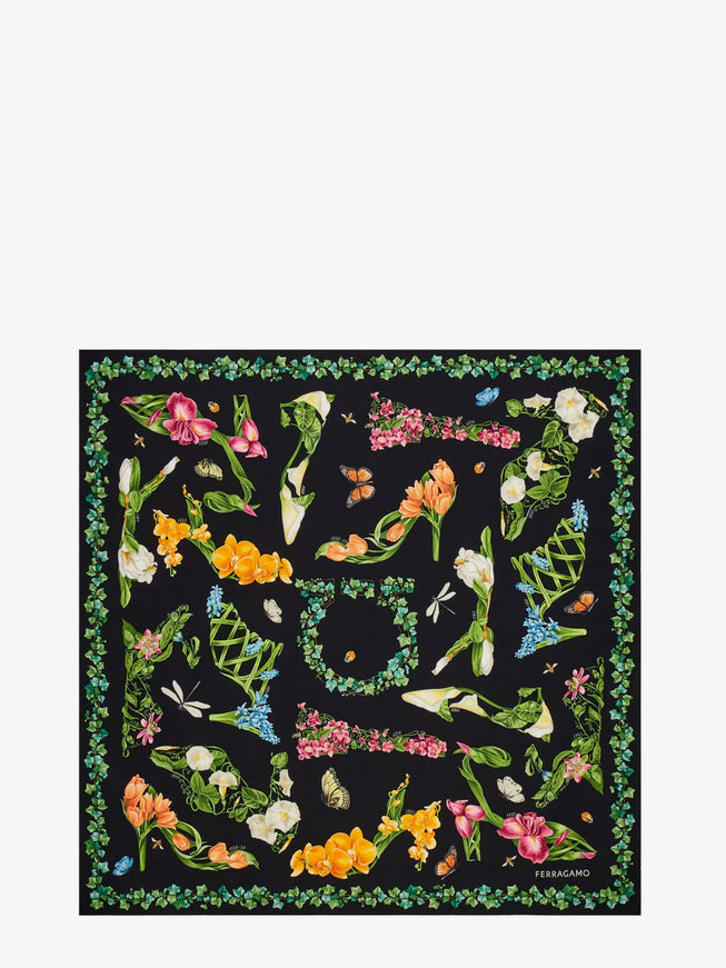 Ferragamo Silk Foulard Uni Nero Multicolor