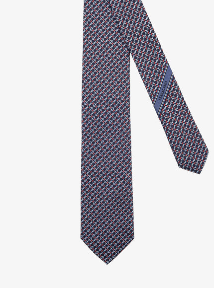 Ferragamo Crema Silk Tie With Intreccio Print