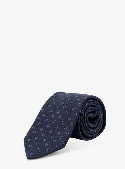Ferragamo Cairo Silk Tie Uni Bluscuro