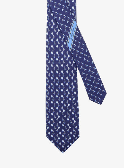 Ferragamo Catamarano Silk Tie With Nautica Print