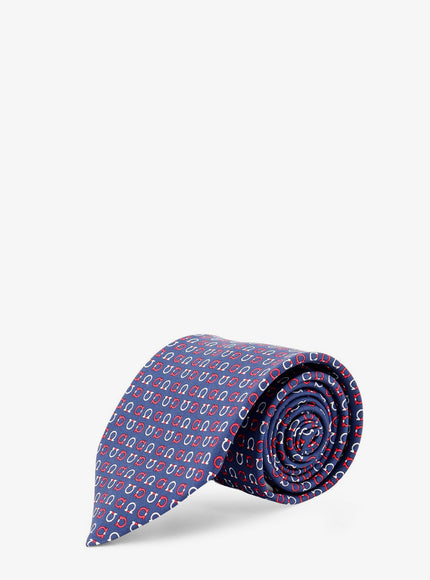 Ferragamo Silk Tie Uni Bluscurorosso
