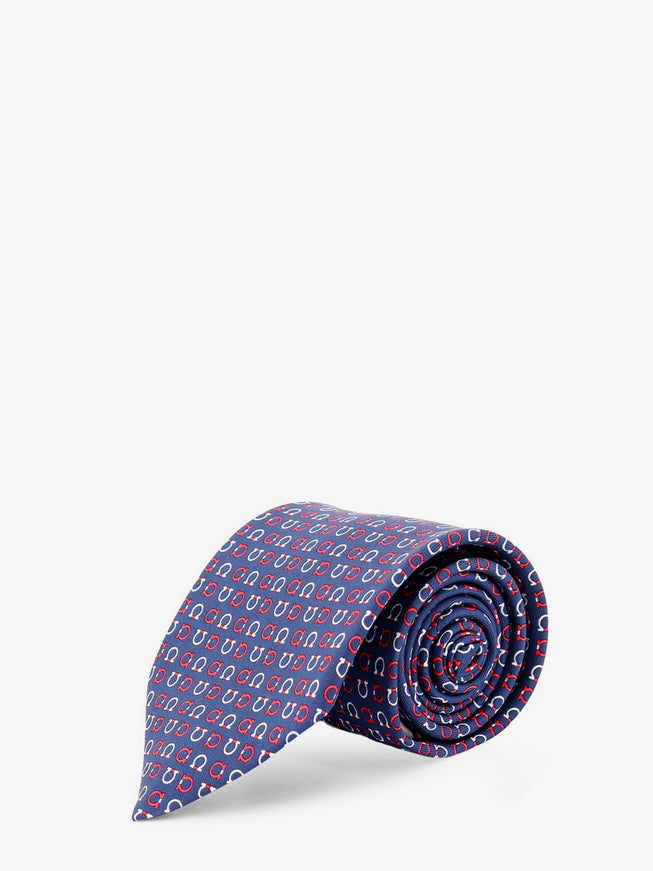 Ferragamo Silk Tie Uni Bluscurorosso