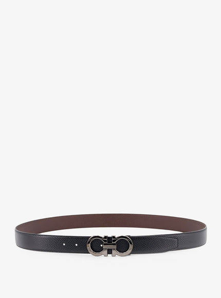 Ferragamo Reversible Hammered Leather Belt Nero