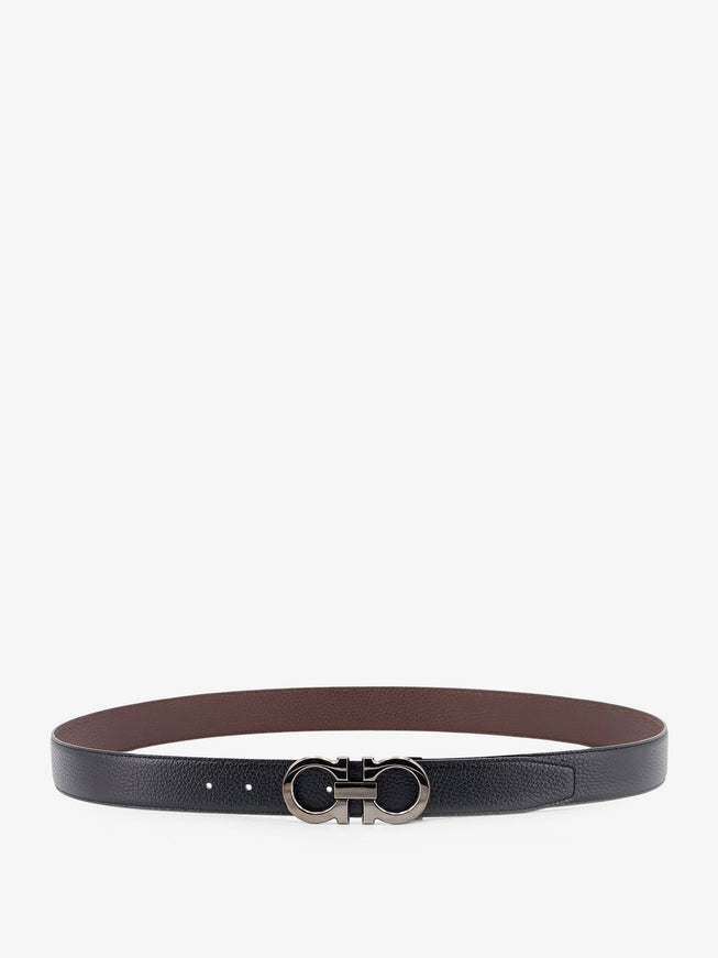 Ferragamo Reversible Hammered Leather Belt Nero