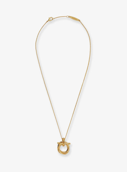 Ferragamo Brass Necklace With Gancini Pendant Uni Oro