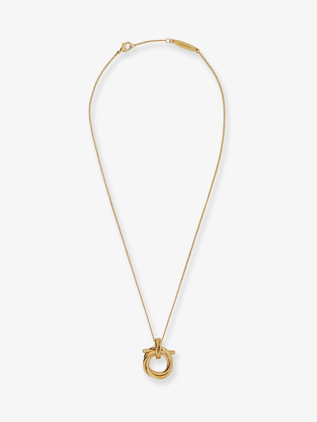 Ferragamo Brass Necklace With Gancini Pendant Uni Oro