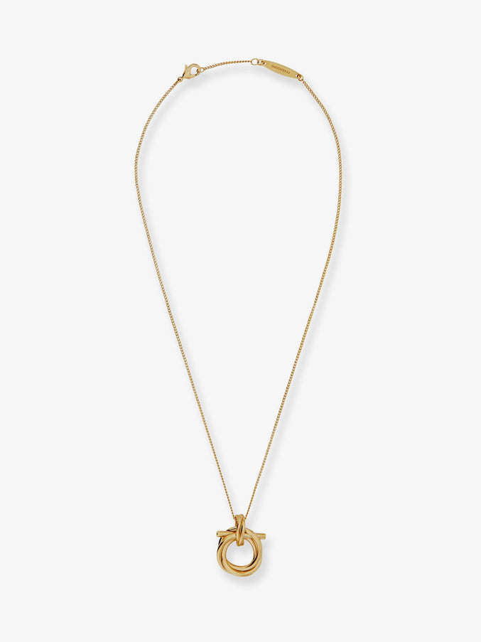 Ferragamo Brass Necklace With Gancini Pendant Uni Oro