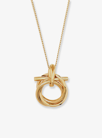 Ferragamo Brass Necklace With Gancini Pendant