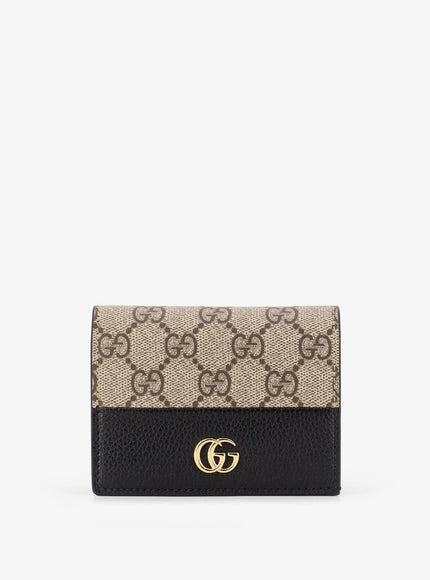 Gucci Mini Leather Wallet And Gg Supreme Fabric Uni Blackbeigeebony