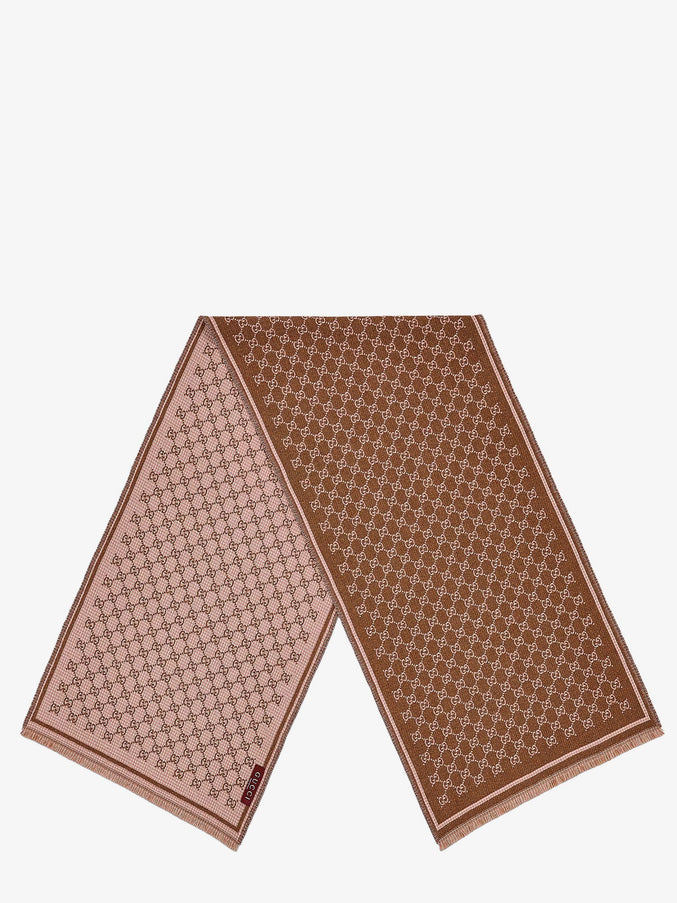Gucci GG Monogram Wool Scarf Uni Brownpink