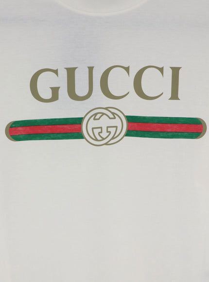 Gucci Web Logo Cotton and Silk T-Shirt