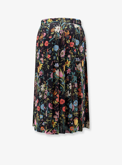 Gucci Silk Midi Skirt With Floral Print