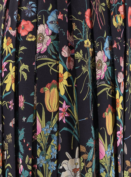 Gucci Silk Midi Skirt With Floral Print
