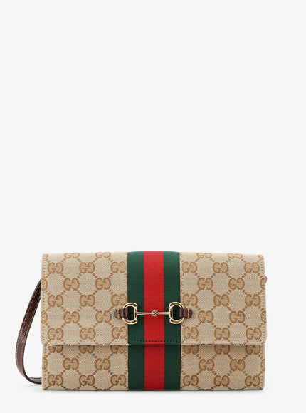 Gucci Gucci Horsebit Web Gg Fabric Wallet Uni Beige
