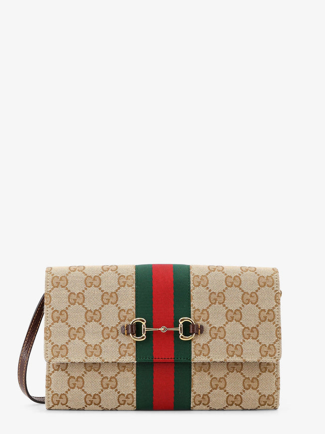 Gucci Gucci Horsebit Web Gg Fabric Wallet Uni Beige