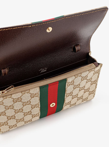 Gucci Gucci Horsebit Web Gg Fabric Wallet