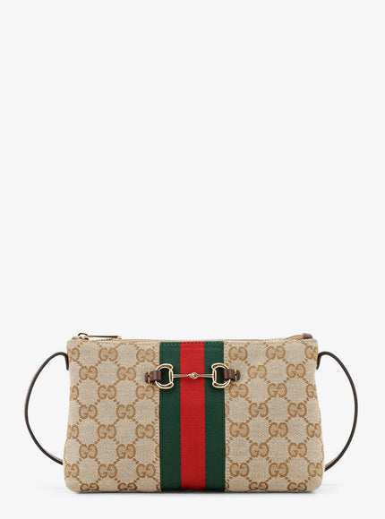 Gucci Gg Fabric Crossbody With Nastro Web Detail On The Front Uni Beige