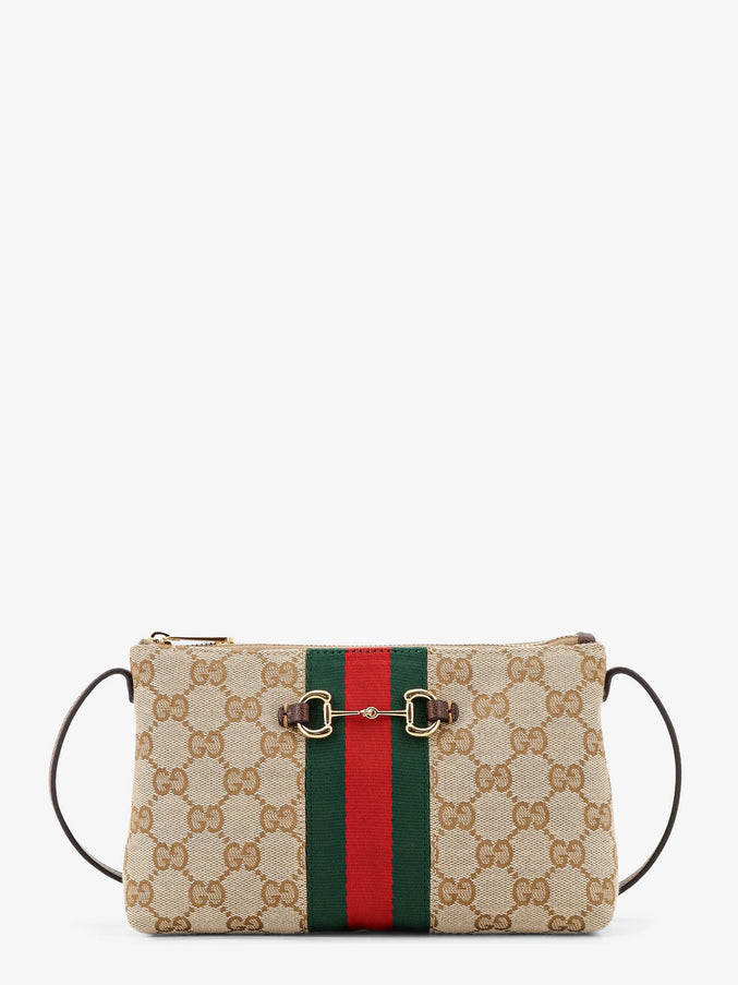 Gucci Gg Fabric Crossbody With Nastro Web Detail On The Front Uni Beige