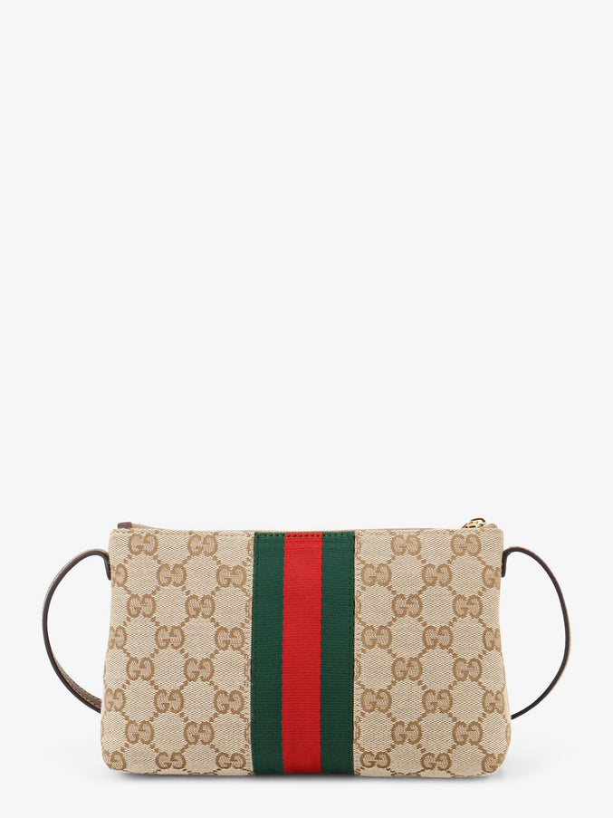 Gucci Gg Fabric Crossbody With Nastro Web Detail On The Front