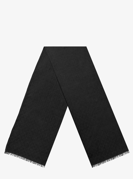 Gucci Wool And Silk Blend Scarf With Gg Motif Uni Blackdarkgreen