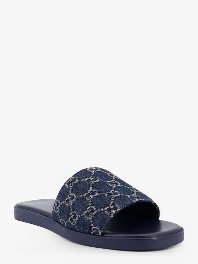 Gucci GG Motif Leather and Canvas Flat Sandals