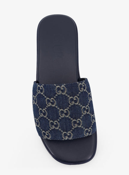 Denim Sandals With Gg Motif