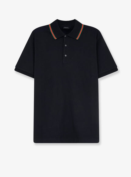 Gucci Cotton Polo With Nastro Web Detail On The Collar Black