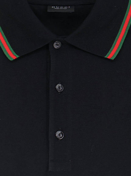 Gucci Cotton Polo With Nastro Web Detail On The Collar