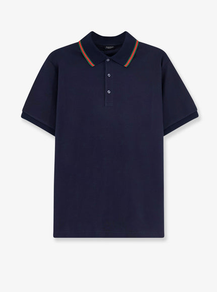 Gucci Cotton Polo With Nastro Web Detail On The Collar Urbanblue