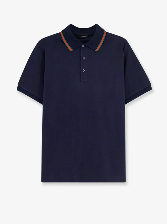 Gucci Cotton Polo With Nastro Web Detail On The Collar Urbanblue