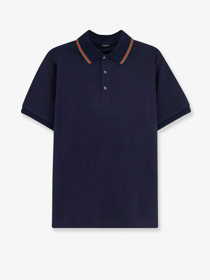 Gucci Cotton Polo With Nastro Web Detail On The Collar Urbanblue